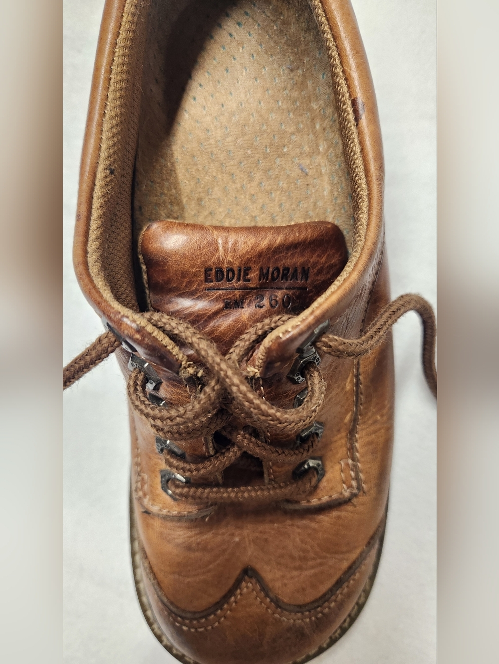 Eddie Moran Vintage Chunky Brown Leather Oxfords Sz 8 Dark Academia Grunge Goth - Picture 4 of 9